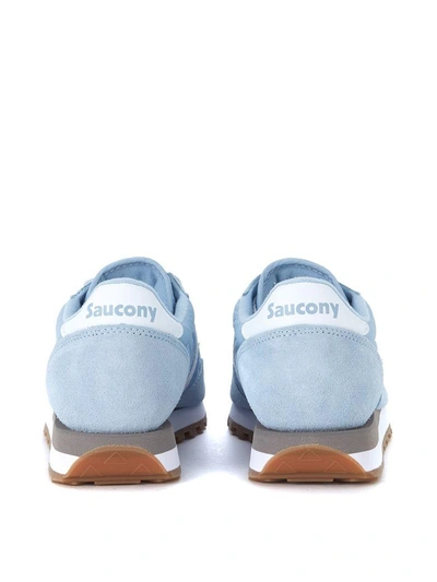 Shop Saucony Jazz Light Blue And White Suede And Nylon Sneaker In Azzurro