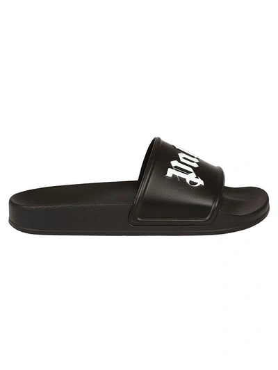 Shop Palm Angels Logo Sliders In Black White