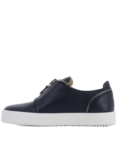 Shop Giuseppe Zanotti Blue Leather Slip On In Black