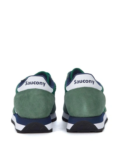 Shop Saucony Jazz Green Suede And Nylon Sneakers In Verde