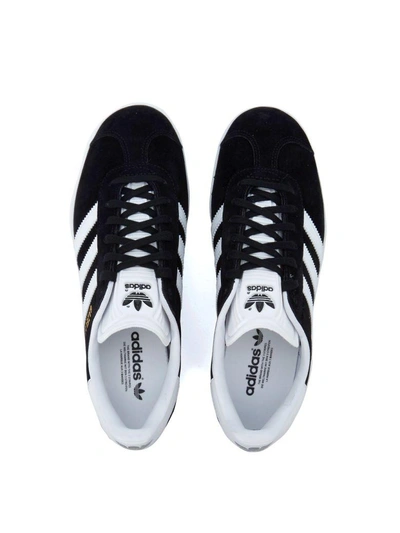 Shop Adidas Originals Gazelle Black Leather Sneakers In Nero