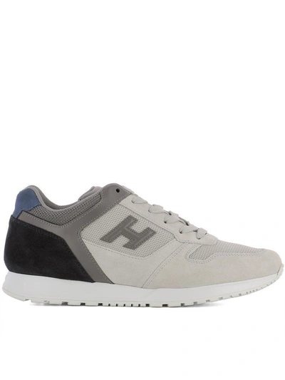 Shop Hogan Grey Fabric Sneakers