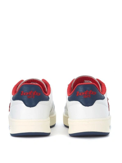 Shop Lotto Leggenda Signature White, Blue And Red Leather Sneaker In Bianco