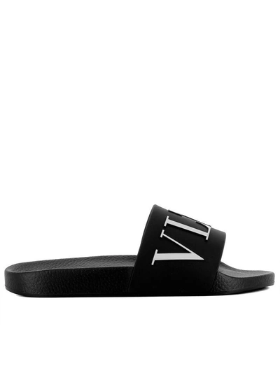 Shop Valentino Black Rubber Sandals