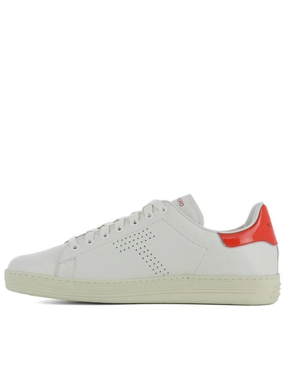 Shop Tom Ford White Leather Sneakers