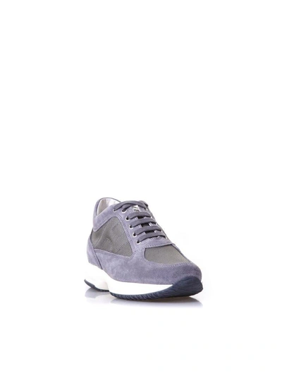 Shop Hogan Interactive Gray Suede &amp; Nylon Sneakers
