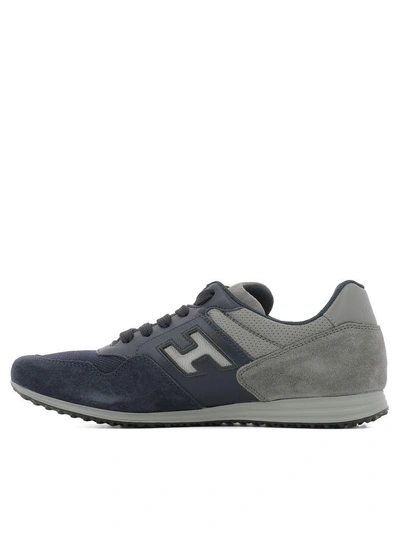Shop Hogan Blue Leather Sneakers In Multicolor