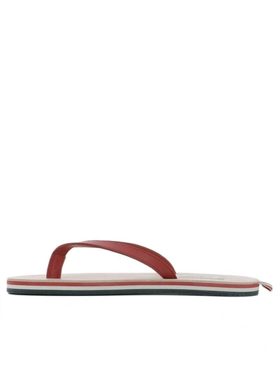 Shop Thom Browne Red Leather Flip-flop