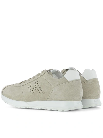 Shop Hogan Beige Suede Sneakers