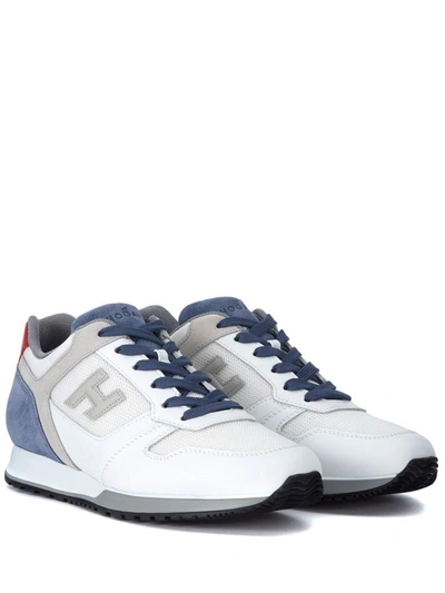 Shop Hogan H321 White, Blue And Grey Leather And Suede Sneaker In Multicolor