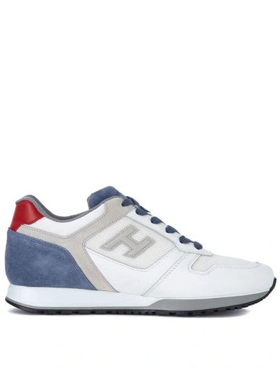 Shop Hogan H321 White, Blue And Grey Leather And Suede Sneaker In Multicolor