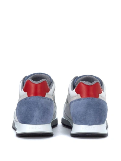 Shop Hogan H321 White, Blue And Grey Leather And Suede Sneaker In Multicolor