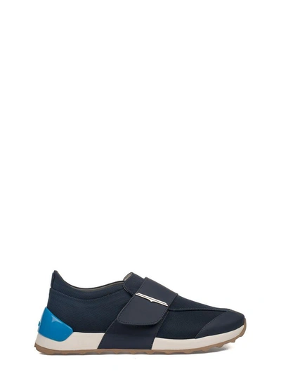 Shop Alberto Guardiani Blue Onesoul Leather Slip On Sneakers