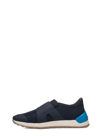Shop Alberto Guardiani Blue Onesoul Leather Slip On Sneakers