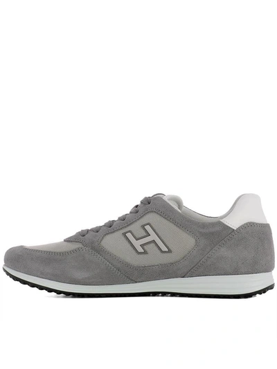 Shop Hogan Grey Suede Olympia Sneakers