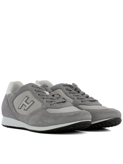 Shop Hogan Grey Suede Olympia Sneakers