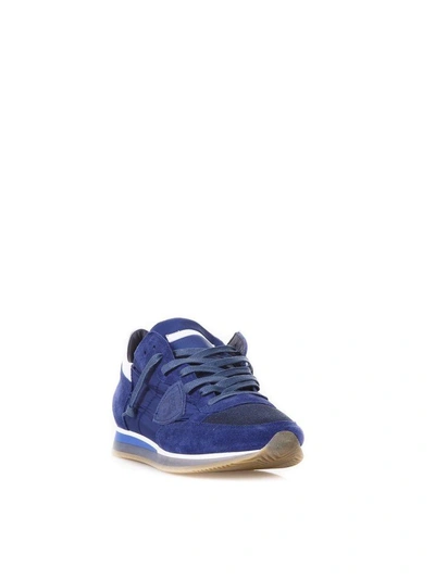 Shop Philippe Model Tropez Mondial Blu Sneakers In Suede In Blue