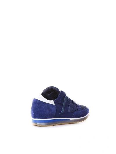 Shop Philippe Model Tropez Mondial Blu Sneakers In Suede In Blue