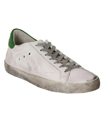 Shop Golden Goose White Green Ostrich Superstar Low Sneakers
