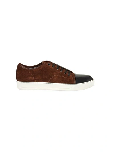 Shop Lanvin Toe Cap Sneakers In Moro/nero