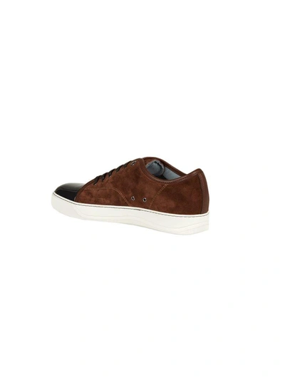 Lanvin Men's Velvet Cap-toe Low-top Sneakers In Moro/nero