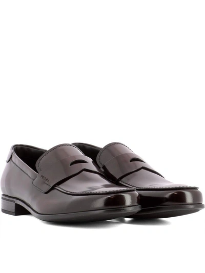 Shop Prada Brown Leather Loafers