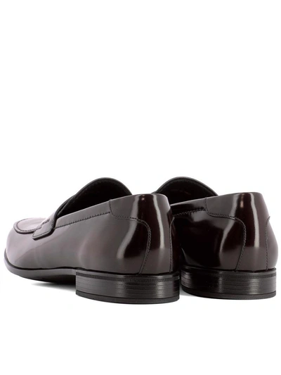 Shop Prada Brown Leather Loafers