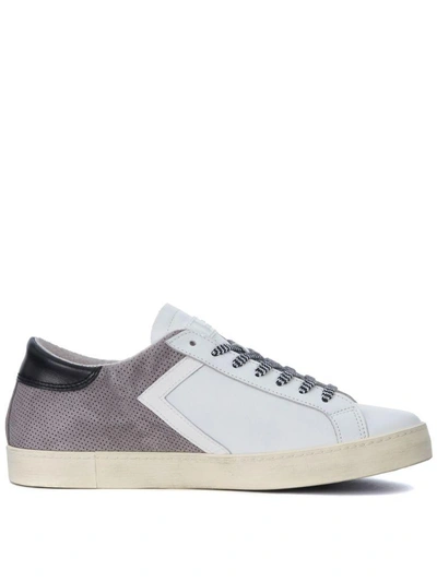 Shop Date D.a.t.e. Hill Low Half White Leather And Grey Suede Sneaker In Grigio