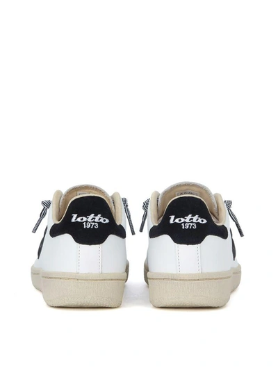 Shop Lotto Leggenda Autograph Black And White Leather Sneaker In Bianco