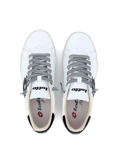 Shop Lotto Leggenda Autograph Black And White Leather Sneaker In Bianco
