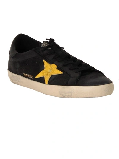 Shop Golden Goose Black Nabuk Yellow Star Superstar Low Sneakers