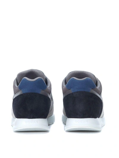 Shop Hogan H321 Suede Sneaker And White, Grey And Blue Mesh In Bianco