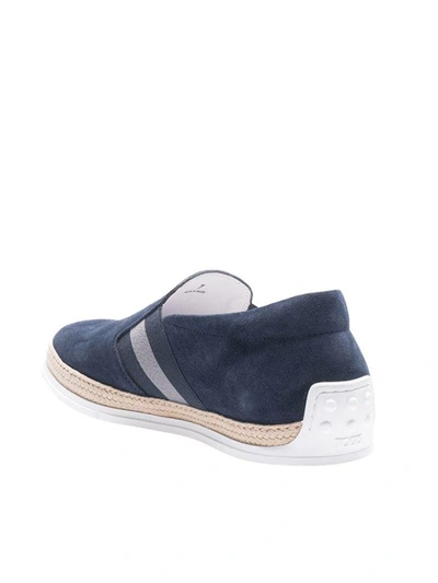 Shop Tod's Classic Slip On Sneakers In Blue