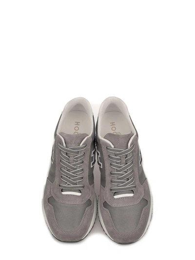 Shop Hogan Gray Interactive N20 Leather Sneakers