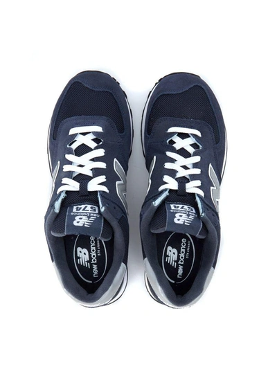 Shop New Balance Sneaker  574 In Suede And Blue Navy Mesh Fabric