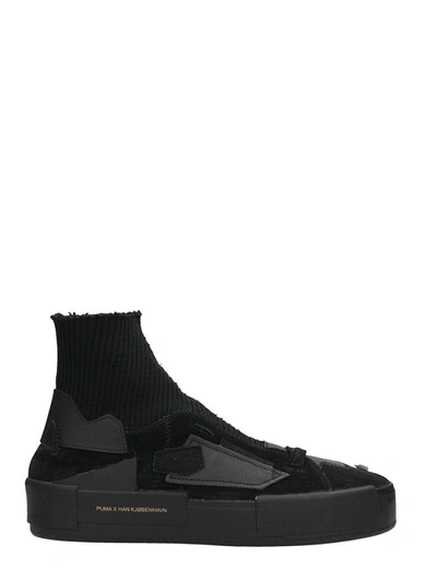 Puma X Han Kjobenhavn Court Platform Balck Elastic Fabric Sneakers In Black ModeSens