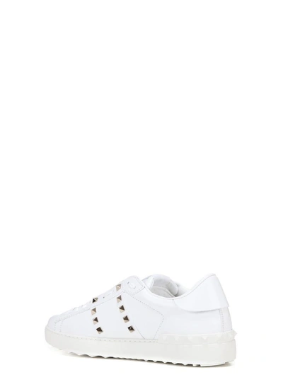 Shop Valentino Rockstud Sneakers In White