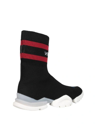 Shop Vetements Reebok Sock Stretch-knit Sneakers In Nero