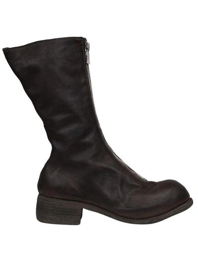 Shop Guidi Pl9 Front Zip Leather Boots In Nero