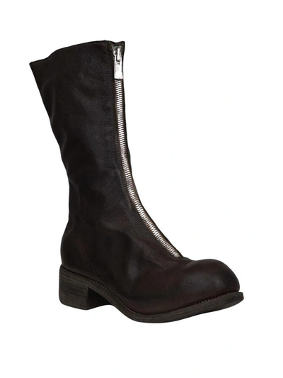 Shop Guidi Pl9 Front Zip Leather Boots In Nero