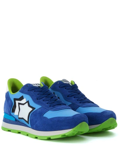 Shop Atlantic Stars Antares Blue And Green Suede And Nylon Sneaker In Multicolor