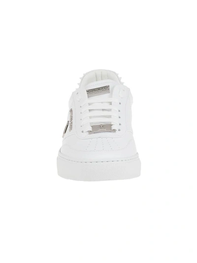 Shop Philipp Plein Leather Sneaker In White