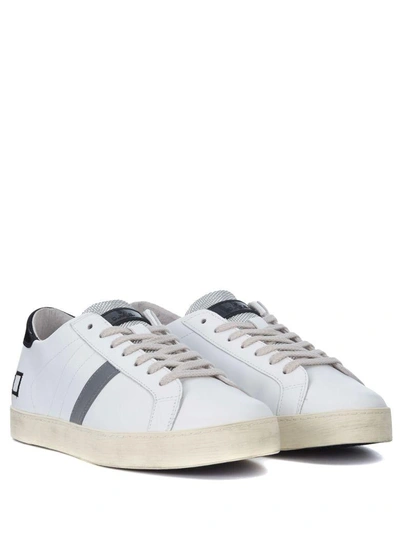 Shop Date Sneaker D.a.t.e. Hill Low Calf In Pelle Bianca E Nera In Bianco