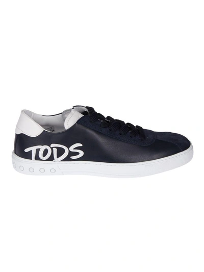 Shop Tod's Logo Patch Sneakers In Blue