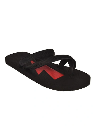 Neil Barrett Lightning Bolt Flip Flops In Black red ModeSens