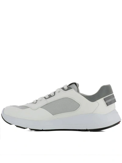 Shop Prada White Leather Sneakers