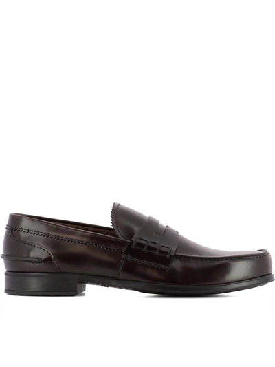 Shop Prada Brown Leather Loafers