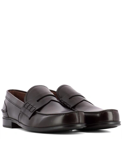 Shop Prada Brown Leather Loafers