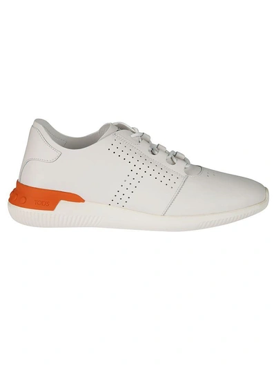Shop Tod's Perforated Lace-up Sneakers In White