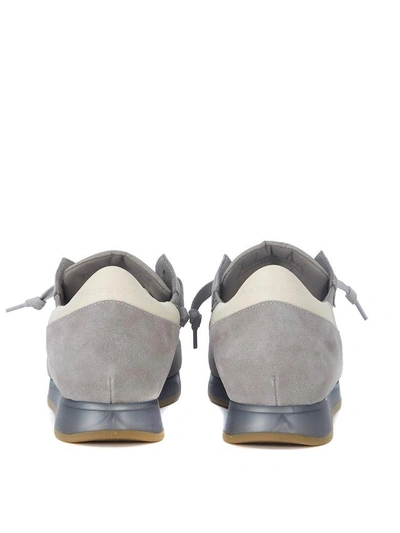 Shop Philippe Model Tropez Grey Suede And Fabric Sneaker In Grigio